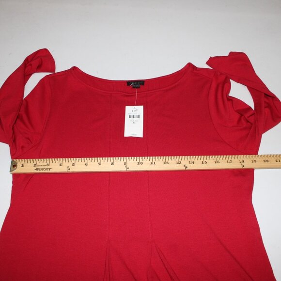 J Jill Dress $99 Sz M True Red Pleated Rayon Lycra Spandex Midi Dress - Picture 14 of 15